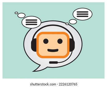 Vector illustration conversation icon of robot face Chatbot avatar for web, app, and digital media in simple modern flat style