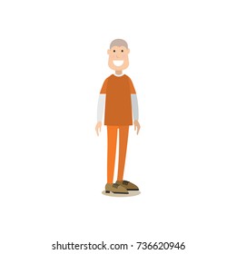 Vector illustration of convicted man or prisoner. Law court people flat style design element, icon isolated on white background.