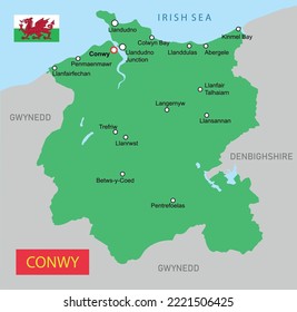 Ilustración vectorial Mapa de Conwy en Gales