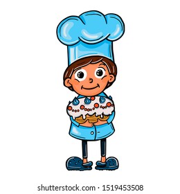 vector illustration of a cook with a cake
