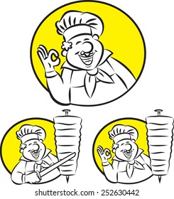 Vector illustration of cook gesturing ok sign