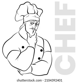 Vector illustration of cook, Healthy check line drawing, Outline art of kitchen king