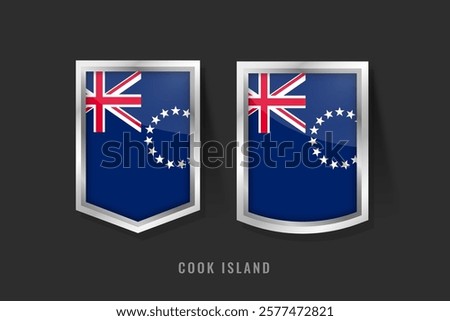 Vector Illustration Cook Island of Label Logo. Cook Island Badge Sign Cook Island With Flag, Cook Island Product Label Banners Template