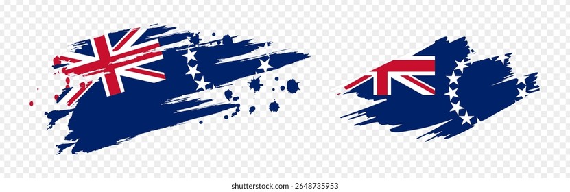 Vector illustration of Cook Islands flag in brush stroke effect on transparent background