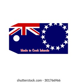 vector illustration of Cook Islands flag on price tag with word Made in Cook Islands isolated on white background
