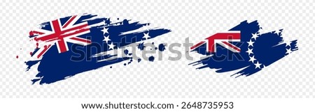 Vector illustration of Cook Islands flag in brush stroke effect on transparent background