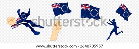 Vector illustration of Cook Islands flag composition on transparent background