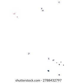Vector illustration of the Cook Islands in the shape of its island outline, filled with the Cook Islands flag colors. Clean flat design featuring blue field with the Union Jack and white stars circle. Minimal geographic silhouette suitable for education, travel, and infographic use. Isolated scalable composition for digital and print projects.