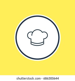 Vector Illustration Of Cook Outline. Beautiful Cafe Element Also Can Be Used As  Hat  Element.