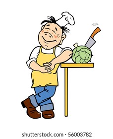 Vector illustration of the cook over white background