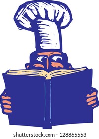 Vector illustration of a cook reading