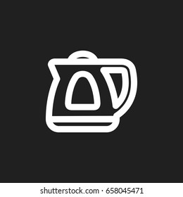 Vector Illustration Of Cook Symbol On Electric Kettle Outline. Premium Quality Isolated Teapot Appliance Element In Trendy Flat Style.