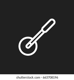 Vector Illustration Of Cook Symbol On Knife Roller Outline. Premium Quality Isolated Pizza Blade Element In Trendy Flat Style.