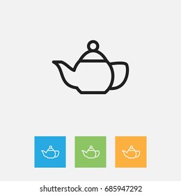 Vector Illustration Of Cook Symbol On Teapot Outline. Premium Quality Isolated Kettle Element In Trendy Flat Style.