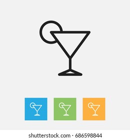 Vector Illustration Of Cook Symbol On Cocktail Outline. Premium Quality Isolated Drink  Element In Trendy Flat Style.