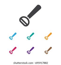 Vector Illustration Of Cook Symbol On Potato Peeler Icon. Premium Quality Isolated Husker Element In Trendy Flat Style.