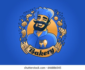 Vector illustration. Cook in working clothes.