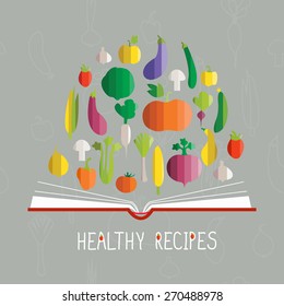 vector illustration of cookbook with vegetables