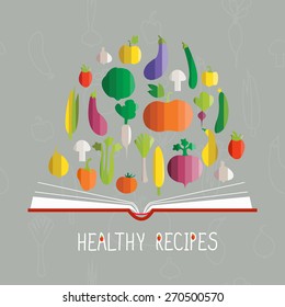 vector illustration of cookbook with vegetables