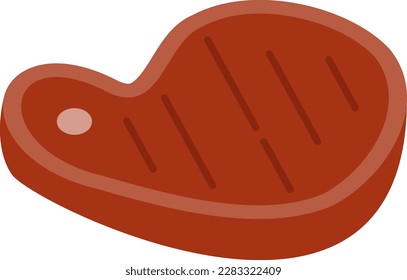 Vector illustration of a cooked meat steak. Grilled meat. Well cooked meat.