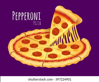 A vector illustration of a cooked Pepperoni Pizza