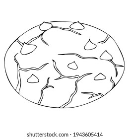 vector illustration of a cookie with chocolate in the style of doodle. Oatmeal cookie with chocolate drops isolated on white background.