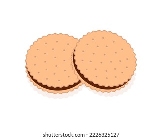 Vector illustration of cookies with chocolate cream.