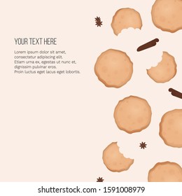 Vector illustration with cookies, cinnamon, anise.