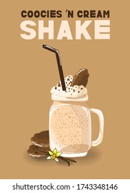 Vector illustration cookies and cream cocktail smoothie