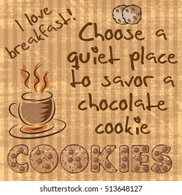 vector illustration cookies with cup of coffee 