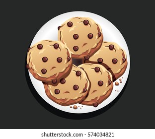 Vector Illustration Of Cookies In A Plate