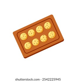 Ilustración vectorial de galletas en moldes de silicona, panadería, pastelería, dulce, pan corto.