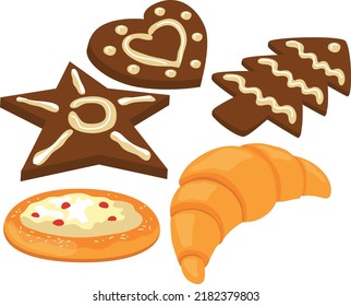 Vector illustration cookies symbol set isolated on white background