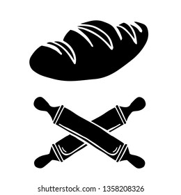 Vector Illustration of Cooking or Baking with Bread and Rolling Pin on Isolated Background. Graphic Design for Template, Layout, Icon, Poster, Shirt and More. 