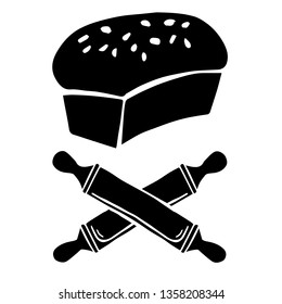 Vector Illustration of Cooking or Baking with Bread and Rolling Pin on Isolated Background. Graphic Design for Template, Layout, Icon, Poster, Shirt and More. 