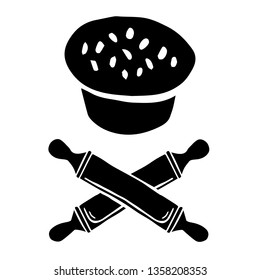 Vector Illustration of Cooking or Baking with Bread and Rolling Pin on Isolated Background. Graphic Design for Template, Layout, Icon, Poster, Shirt and More. 
