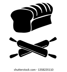 Vector Illustration of Cooking or Baking with Bread and Rolling Pin on Isolated Background. Graphic Design for Template, Layout, Icon, Poster, Shirt and More. 