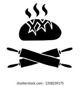 Vector Illustration of Cooking or Baking with Bread and Rolling Pin on Isolated Background. Graphic Design for Template, Layout, Icon, Poster, Shirt and More. 