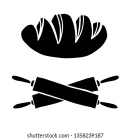 Vector Illustration of Cooking or Baking with Bread and Rolling Pin on Isolated Background. Graphic Design for Template, Layout, Icon, Poster, Shirt and More. 