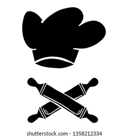 Vector Illustration of Cooking or Baking with Chef Hat and Rolling Pin on Isolated Background. Graphic Design for Template, Layout, Icon, Poster, Shirt and More. 