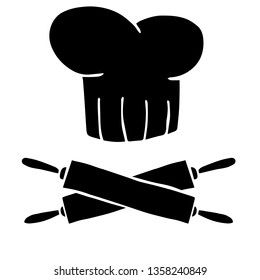 Vector Illustration of Cooking or Baking with Chef Hat and Rolling Pin on Isolated Background. Graphic Design for Template, Layout, Icon, Poster, Shirt and More. 