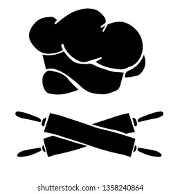 Vector Illustration of Cooking or Baking with Chef Hat and Rolling Pin on Isolated Background. Graphic Design for Template, Layout, Icon, Poster, Shirt and More. 