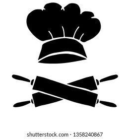 Vector Illustration of Cooking or Baking with Chef Hat and Rolling Pin on Isolated Background. Graphic Design for Template, Layout, Icon, Poster, Shirt and More. 
