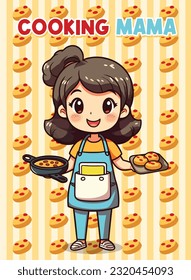 Vector Illustration, Cooking Beautiful Mama