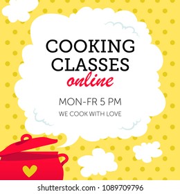 Vector illustration, cooking classes online banner design. 