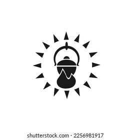 Vector illustration, cooking icon on fire. Flat design.