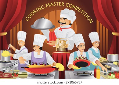 A Vector Illustration Of Cooking Master Competition