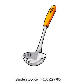 Vector illustration of a cooking pot or ladle. Hand-drawn kitchen item for design.