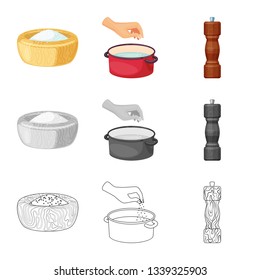 Vector illustration of cooking and sea icon. Set of cooking and baking   stock symbol for web.