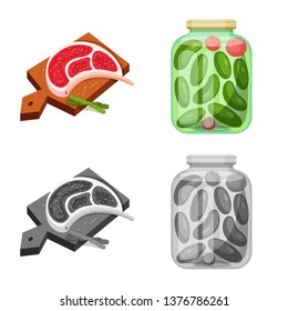 Vector illustration of cooking and sea logo. Collection of cooking and baking   stock vector illustration.